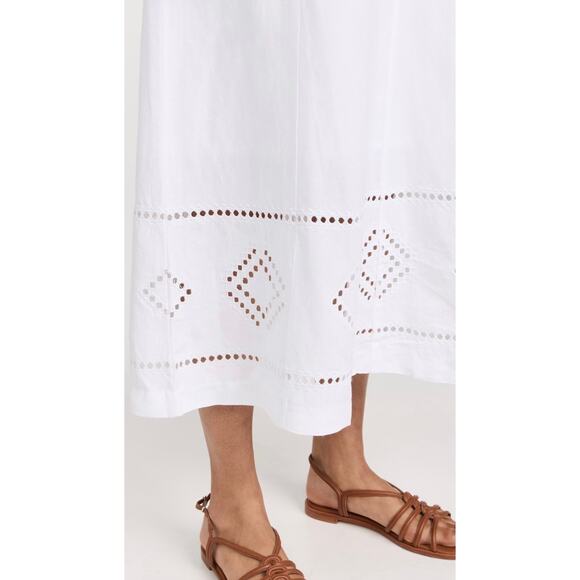 Madewell Embroidered Eyelet Tie Back Cami Midi Dress Size 10 White - Picture 3 of 15